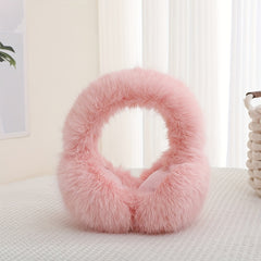 Women's Acrylic Faux Fur Earmuffs, Hand Washable, Warm Ear Protectors, Foldable