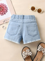 Girls' Denim Lace Shorts - Summer Casual Short Jeans