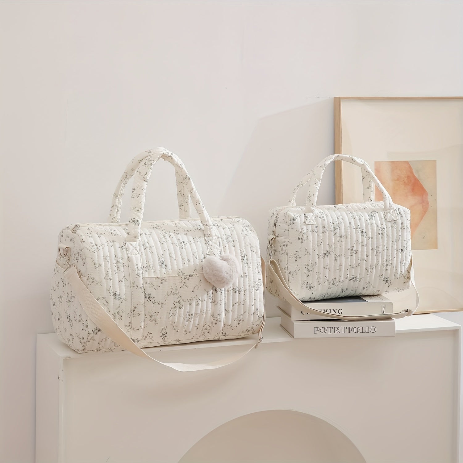 Floral Boston Diaper Bag Durable Polyester Ideal for Travel & Moms