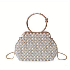 Pearl Beaded Frame Bag Formal Clutch Crossbody Handbag