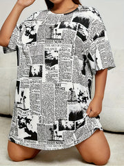 Newspaper Print Tee Sleep Dress