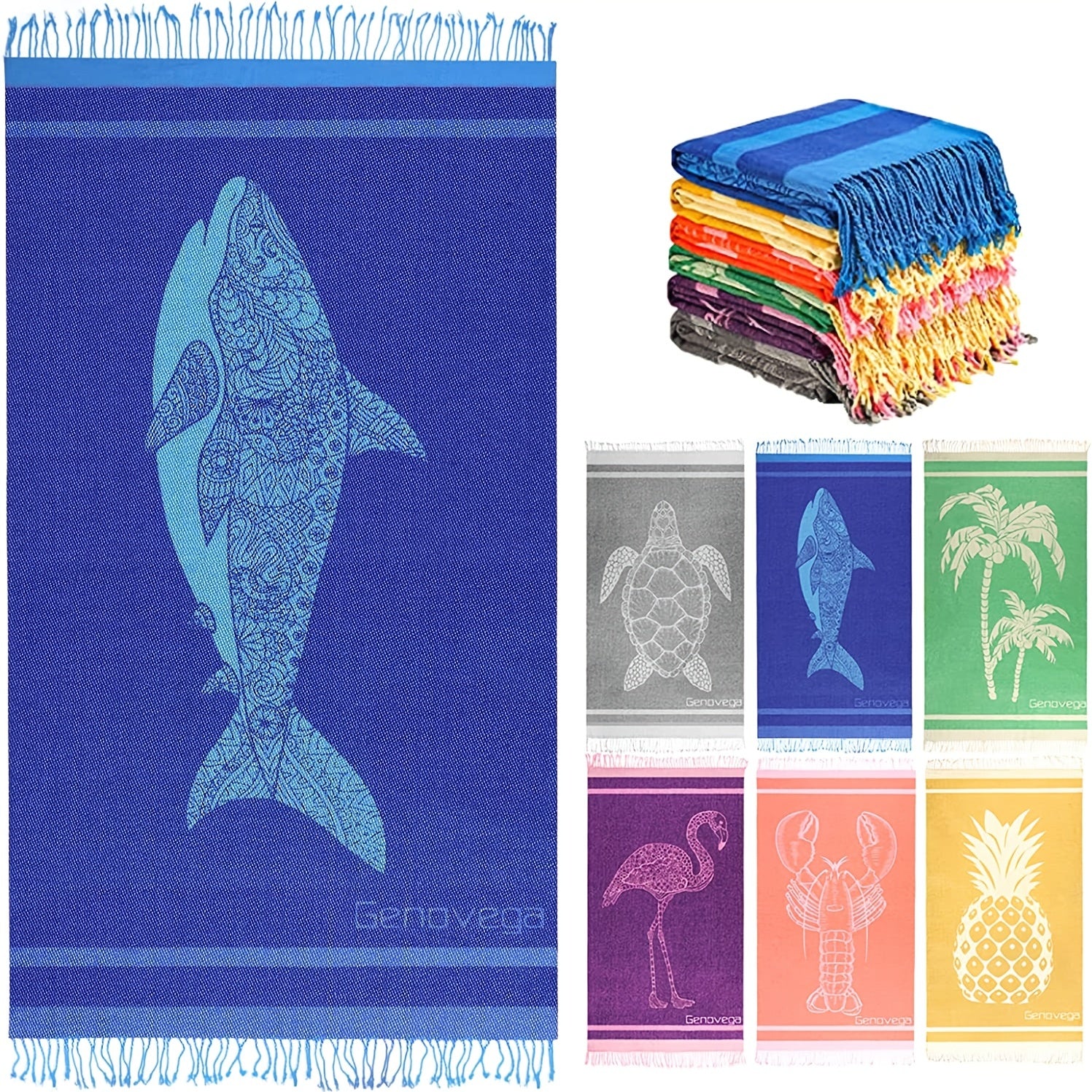 1pc Soundproof Beach Towel Oversized Quick Dry Tassel Travel Gym