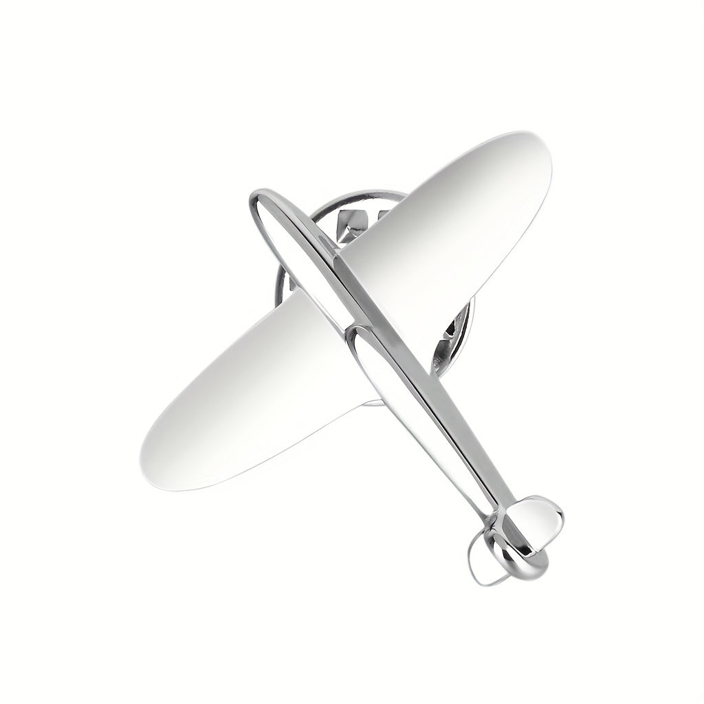 Silver Retro Airplane Brooch Men Electroplating Gift Pin Metal Brooch