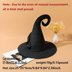 Halloween Witch Hat Feather Rose Decor Magic Wizard Hat