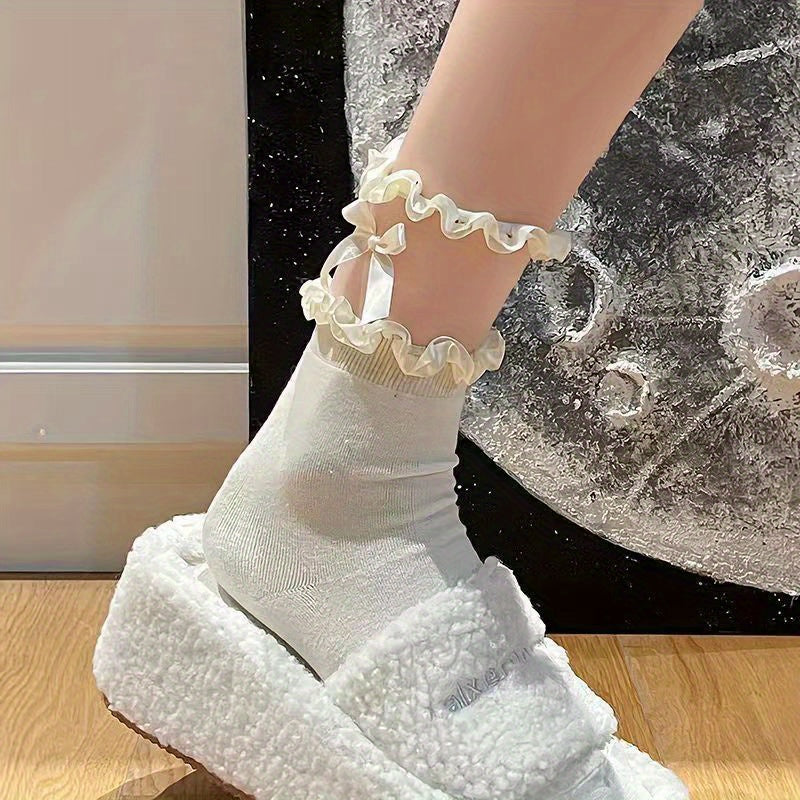 Mesh Bow Socks & Ruffle Stockings