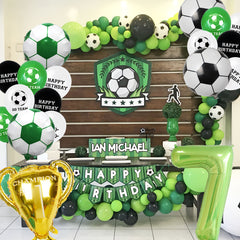 25pcs Football Party Decorations Soccer Balloon Set Cake Topper Number Balloon