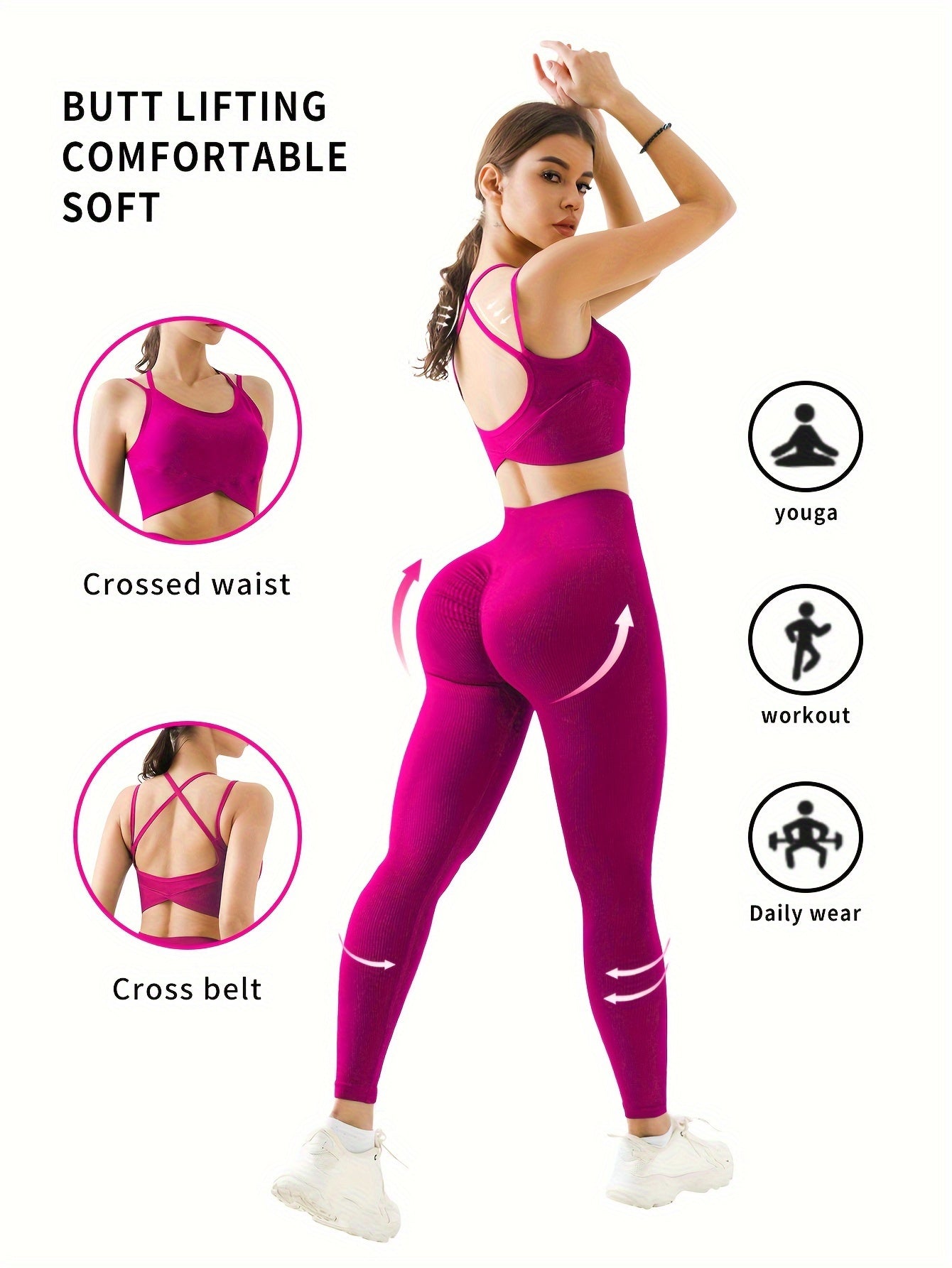 2pc Backless Sports Bra & Wide Waistband Leggings Set