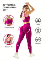2pc Backless Sports Bra & Wide Waistband Leggings Set