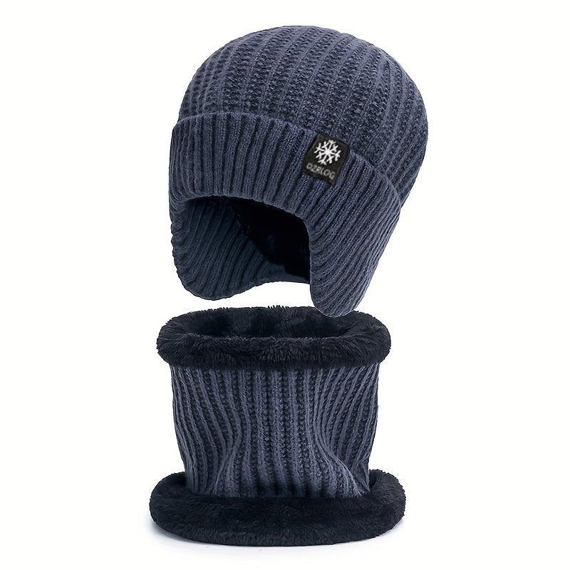 Outdoor Skiing Knitted Hat Thickened Ear Protection Beanie & Scarf