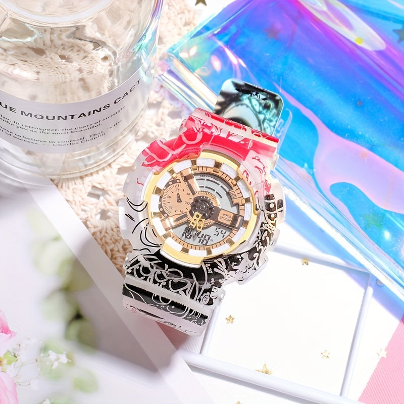 Comic Pattern Round Electronic Watch Waterproof Luminous Wrist Watch