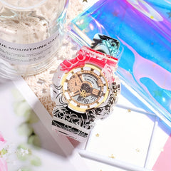 Comic Pattern Round Electronic Watch Waterproof Luminous Wrist Watch