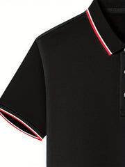 Men's Crocodile Print Polo Shirt Casual Stretchable Button Up Tee