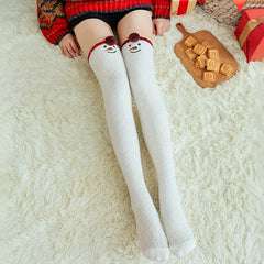 Christmas Snowman Fuzzy Socks & Over The Knee Socks Women's Stockings