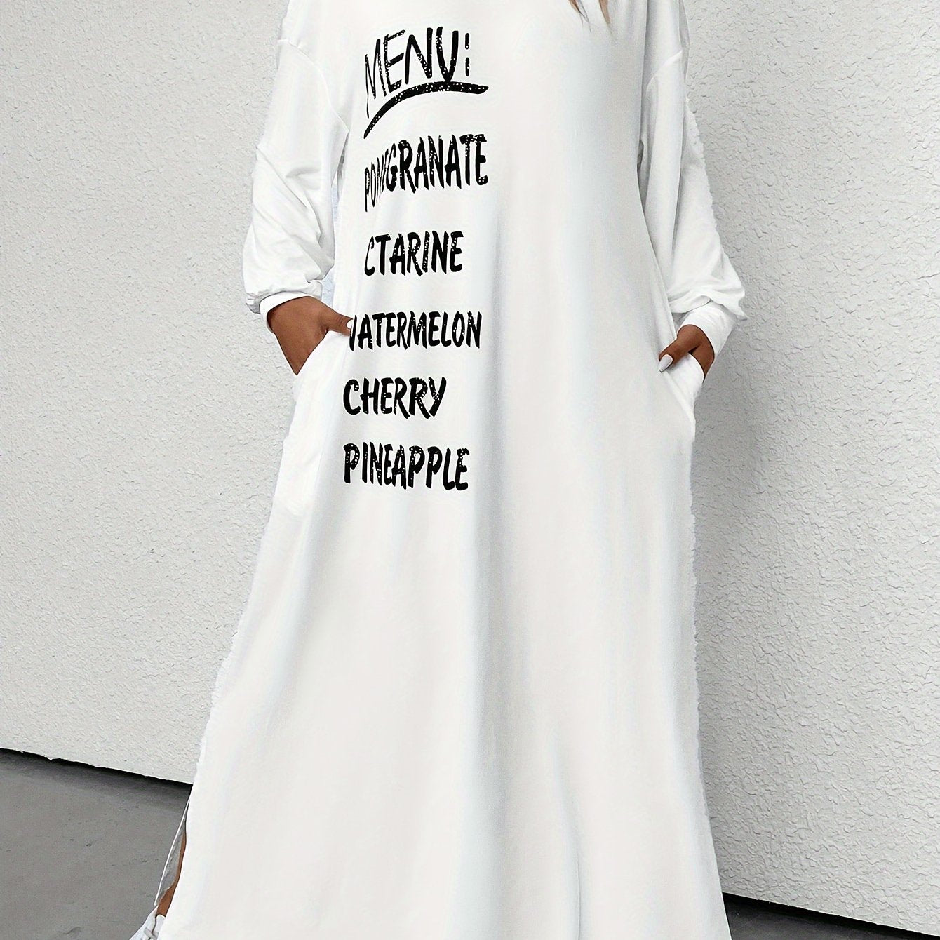 Casual Dress Women's Plus Letter Print Drop Shoulder Maxi Dress