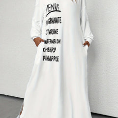 Casual Dress Women's Plus Letter Print Drop Shoulder Maxi Dress