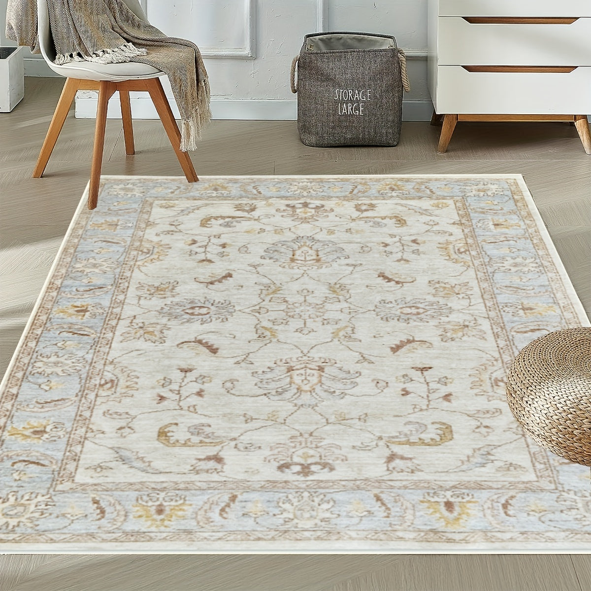 Bohemian Floral Area Rug Non-slip Soft Floor Mat Vintage Washable