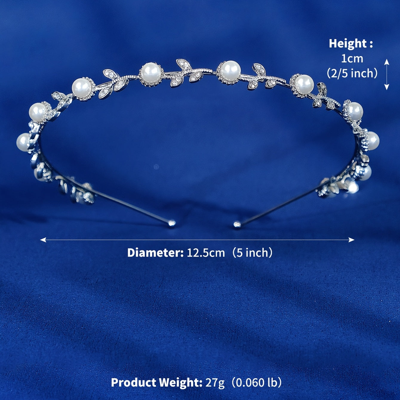 Faux Pearl Silvery Bridal Headband Hair Band Tiara Wedding Flower Headpiece