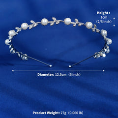 Faux Pearl Silvery Bridal Headband Hair Band Tiara Wedding Flower Headpiece