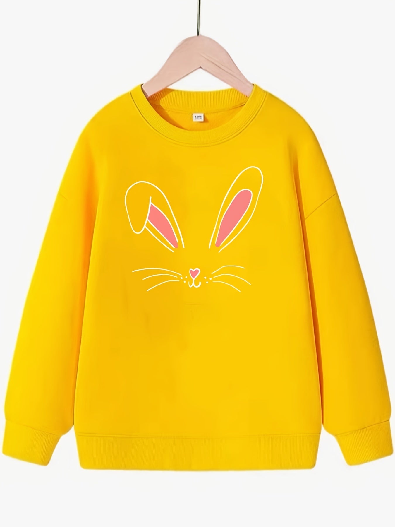 Bunny Ears Pattern Sweatshirt For Girls Round Neck Top Pullovers