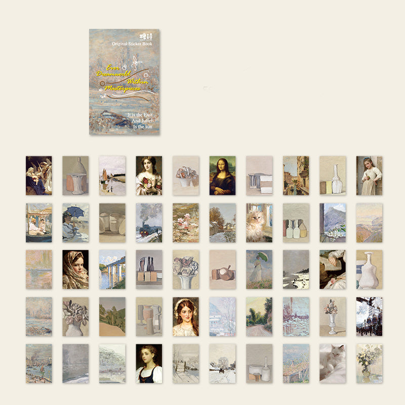 50 Piece Mini Painting Art Retro Journal Backing Paper Set