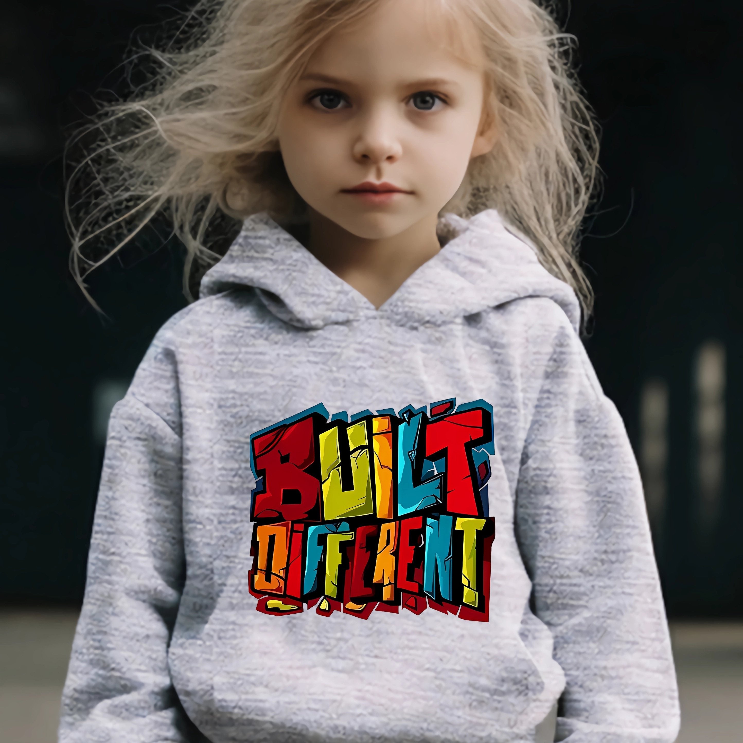 Kid's Built Different Print Outfit Hoodie & Pants Set