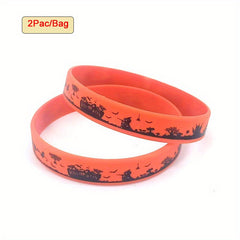 2pcs Halloween Silicone Bracelet Waterproof Rubber Wristband