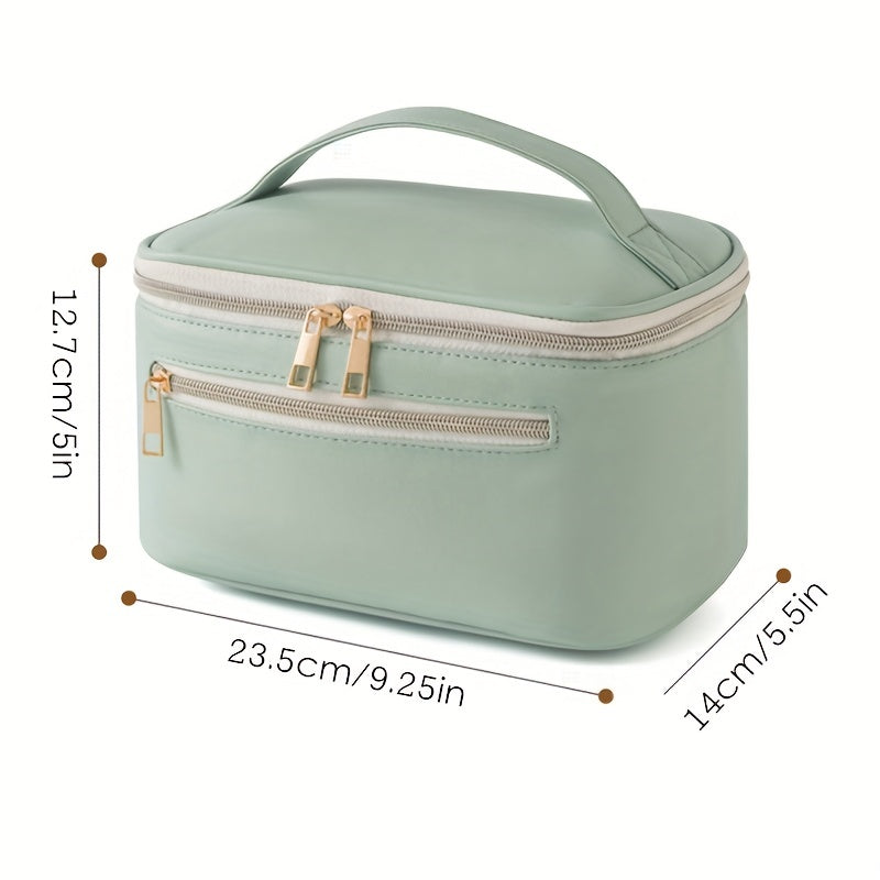 Makeup Bag with Brush Holder & Handle Travel Makeup Organizer