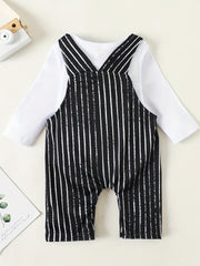 Baby Boys Halloween Printed Cotton Costume Strap Romper & Skull Trousers