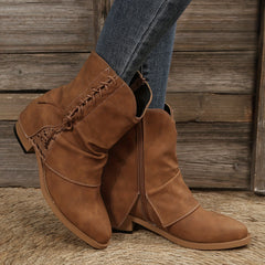 Chunky Heel Lace-Up Ankle Boots Retro Short Boots