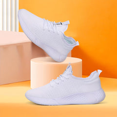 Mesh Lace Up Flat Shoes Thick Sole Running Sports Footwear