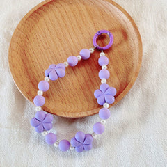 Dopamine Plum Blossom Beaded Keychain For Girls