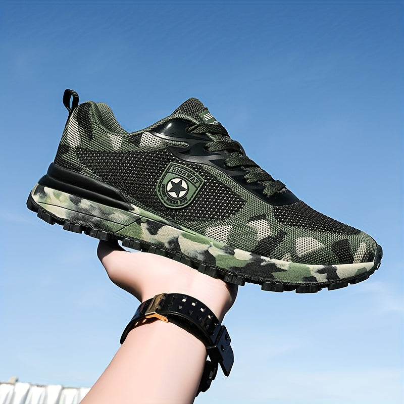 Men's Lace-up Camouflage Sneakers Lightweight Breathable Athletic Shoes