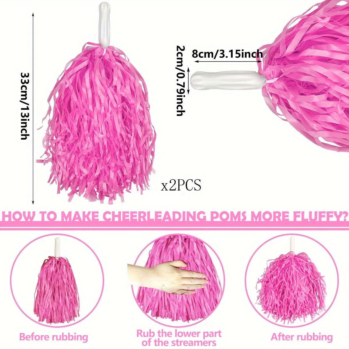 2pcs Cheerleading Pom Poms for Sports Game Performance