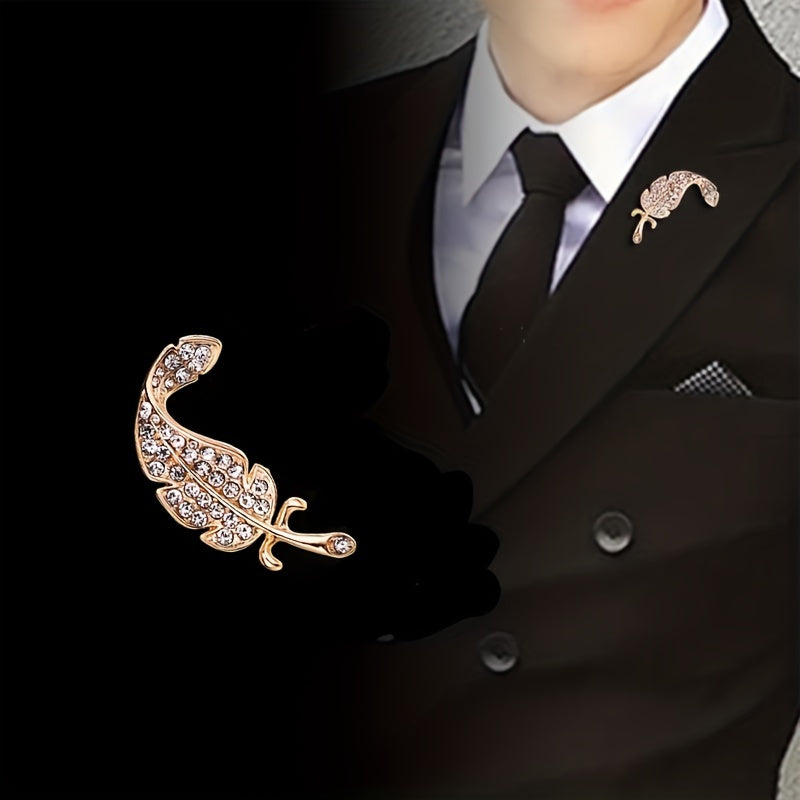 Zircon Feather Brooch Delicate Clothes Suit Brooch Pins