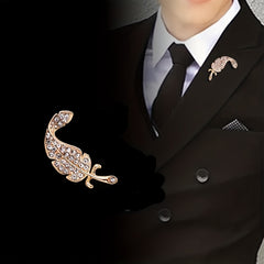 Zircon Feather Brooch Delicate Clothes Suit Brooch Pins