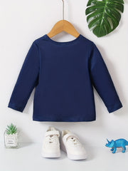 Long Sleeve 3D Dinosaur Print Toddler Boys T Shirt