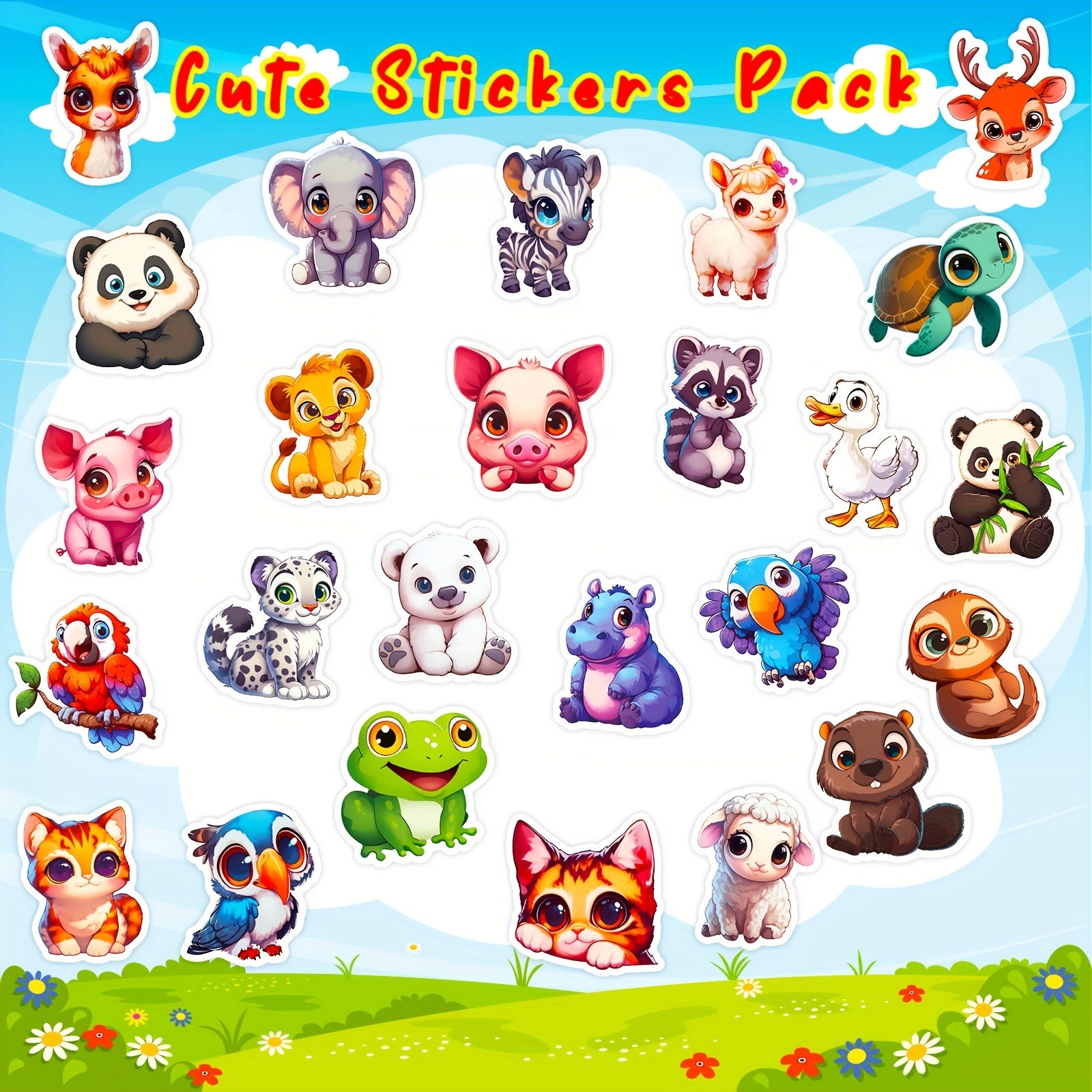 100pcs Cartoon Animal Stickers for Laptops Cars Skateboards