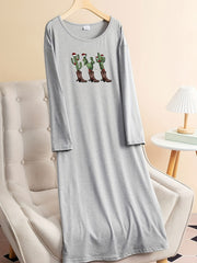 Christmas Lounge Dress Women's Plus Christmas Hat Cactus & Boots