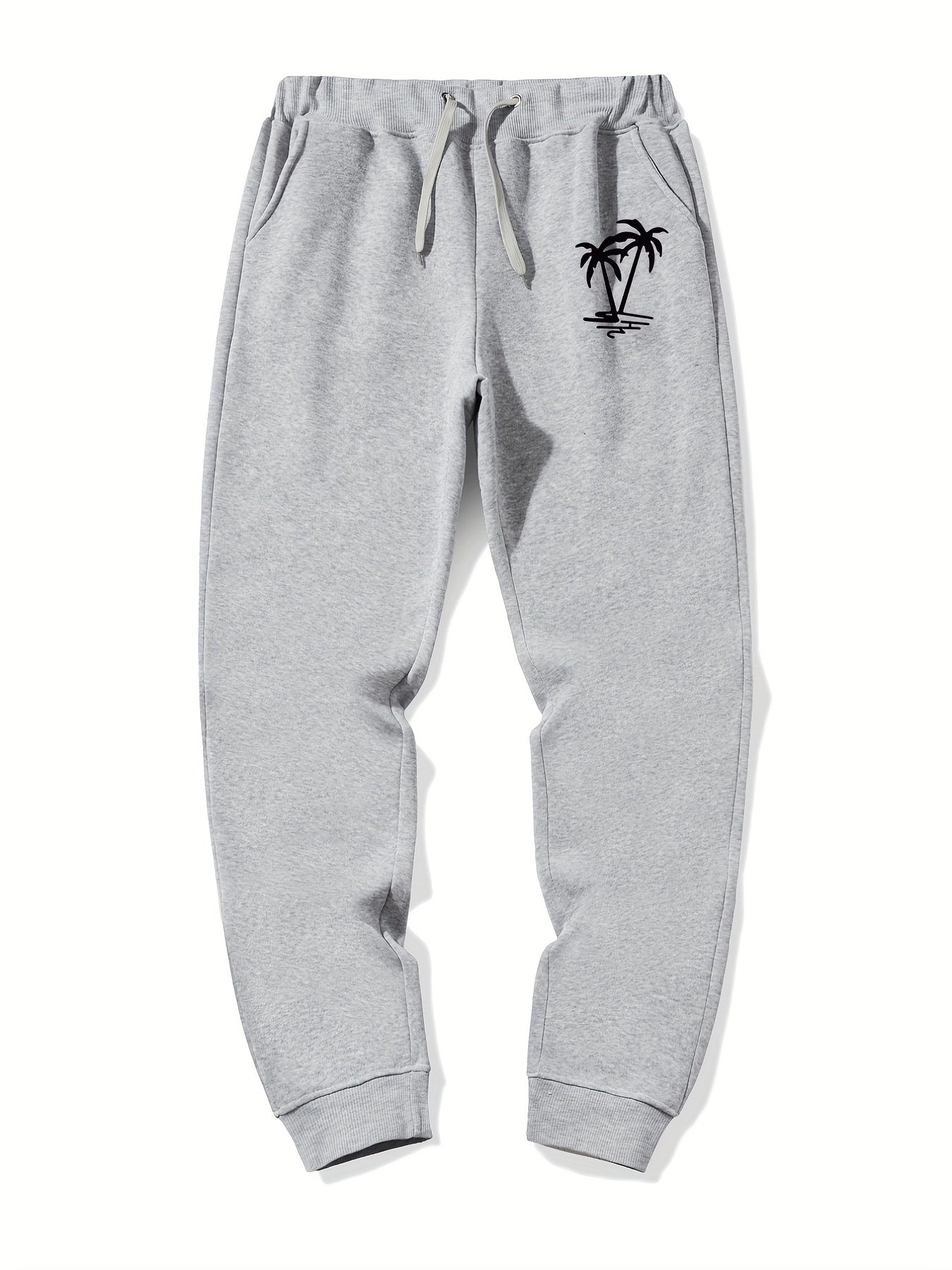 Palm Tree Pattern Casual Stretch Joggers Men's Sweatpants