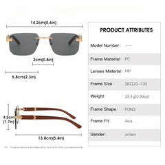 Square Rimless Sunglasses Gradient UV400 Sun Shades