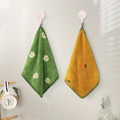 Embroidered Square Towel Hangable Absorbent Towel Skin Friendly Soft Square