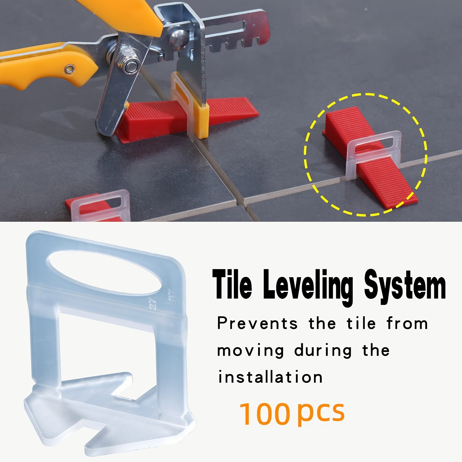 100pcs Tile Leveling System Clips DIY Tiles Leveler Spacers