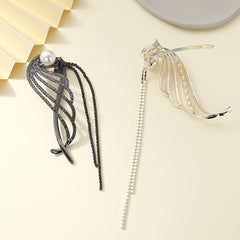 Vintage Angel's Wings Rhinestone Metal Twist Clip Hair Jaw Clip