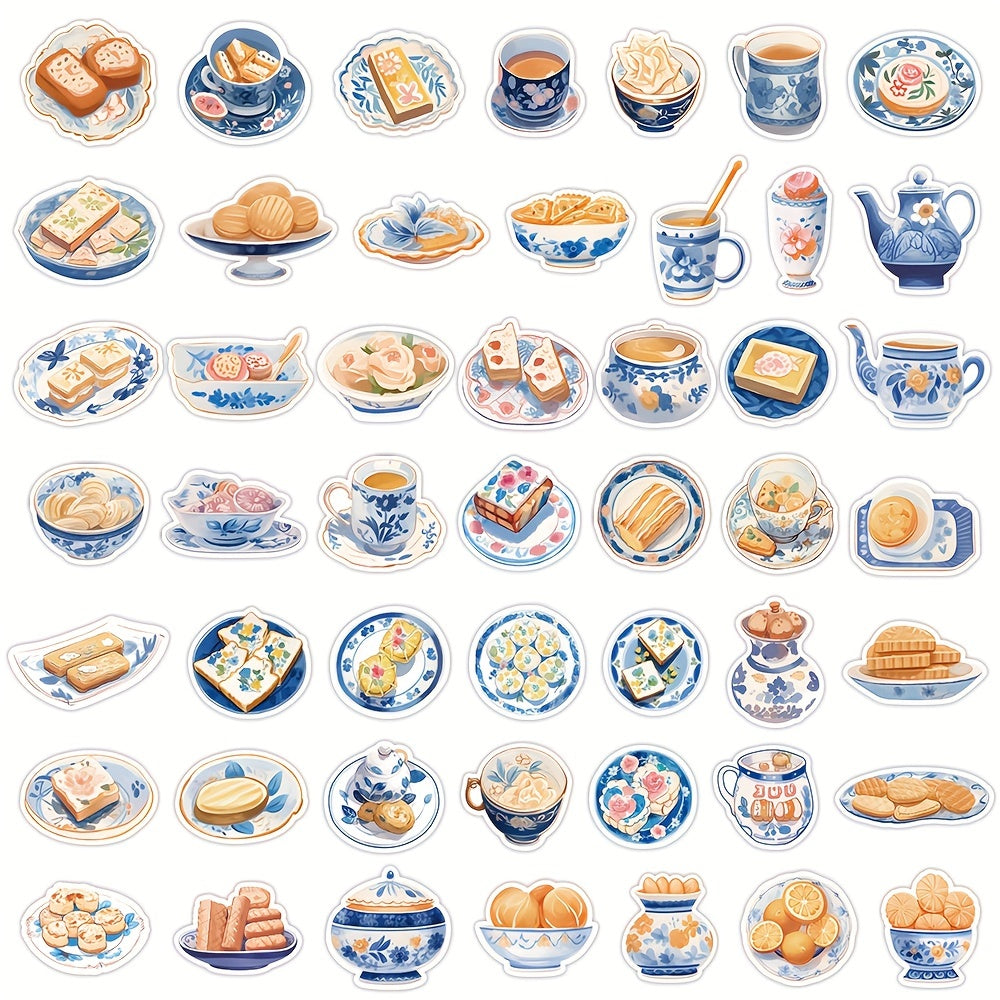 60pcs Porcelain Food Stickers for Luggage, Phones, Laptops