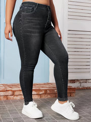Skinny Jeans Button Fly High Rise High Stretch
