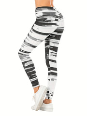 Striped Print Leggings Casual Leggings For All Seasons Women's Clothing