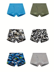 6pcs Boys Boxer Briefs Camouflage Print Soft Underwear Kids Clothes