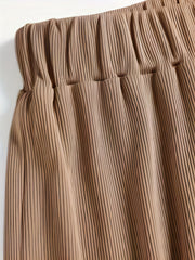 Wide Leg Elastic Waist Pants Casual Solid Long Length Pants
