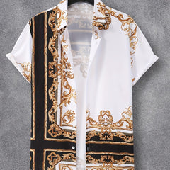 Baroque Style Men's Casual Short Sleeve Shirt
