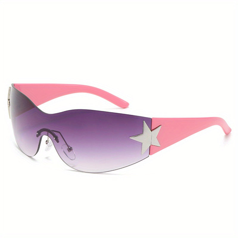 Y2K Rimless Sunglasses Star Gradient UV400